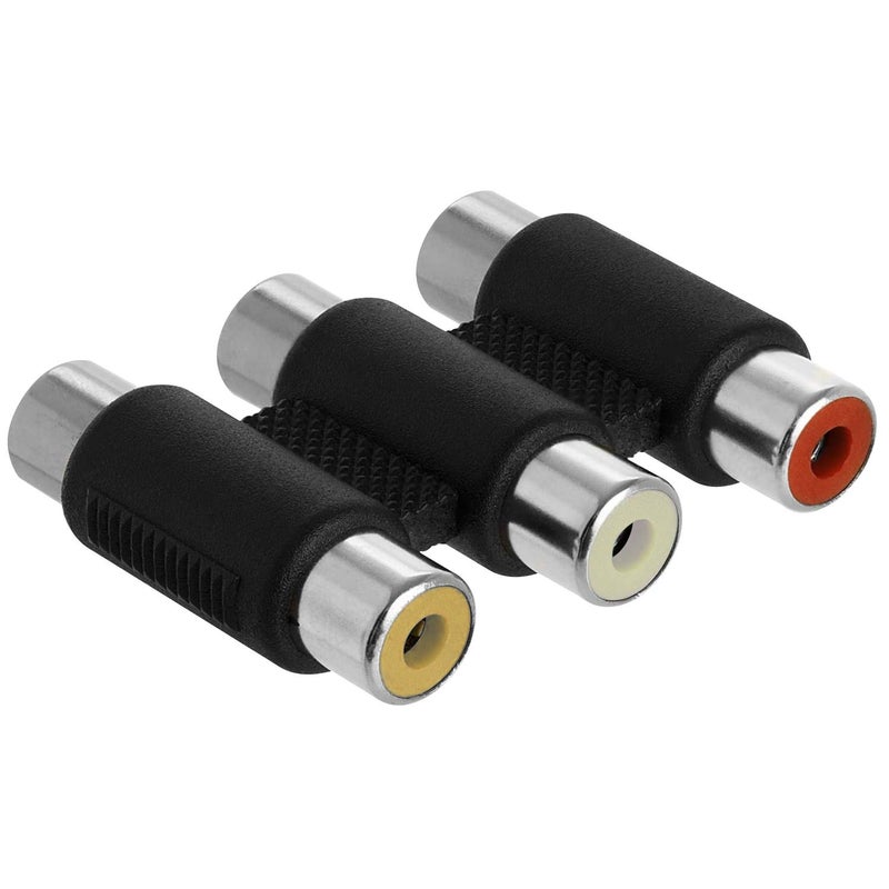 AYECEHI RCA Coupler 5 Pack Audio Video Female to Female Connector 3-RCA Jacks Adapter Jointer - White/Red/Yellow - Image 3